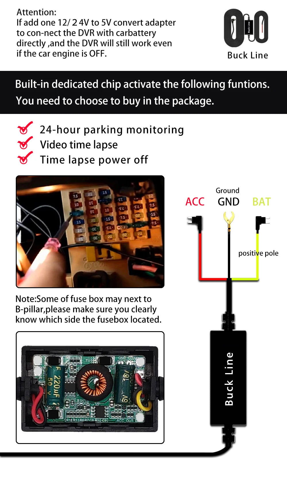 YODHA M8 - 4K+1080P+1080P Wifi G-Sensor Loop Recording ADAS 24 Hour Time Lapse Parking Mode (Hardwire Kit Required)