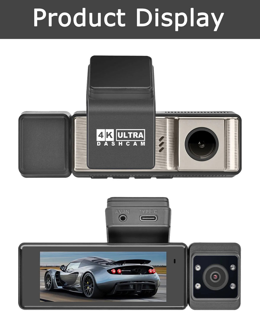 YODHA M8 - 4K+1080P+1080P Wifi G-Sensor Loop Recording ADAS 24 Hour Time Lapse Parking Mode (Hardwire Kit Required)