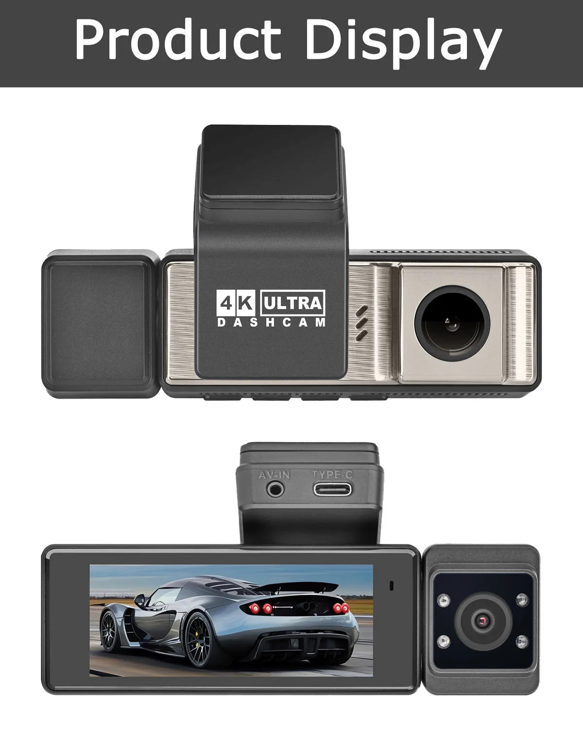 YODHA M8 - 4K+1080P+1080P Wifi G-Sensor Loop Recording ADAS 24 Hour Time Lapse Parking Mode (Hardwire Kit Required)