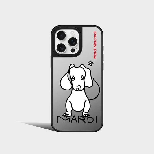 Abstract Drawing Dogs Mirror iPhone Case