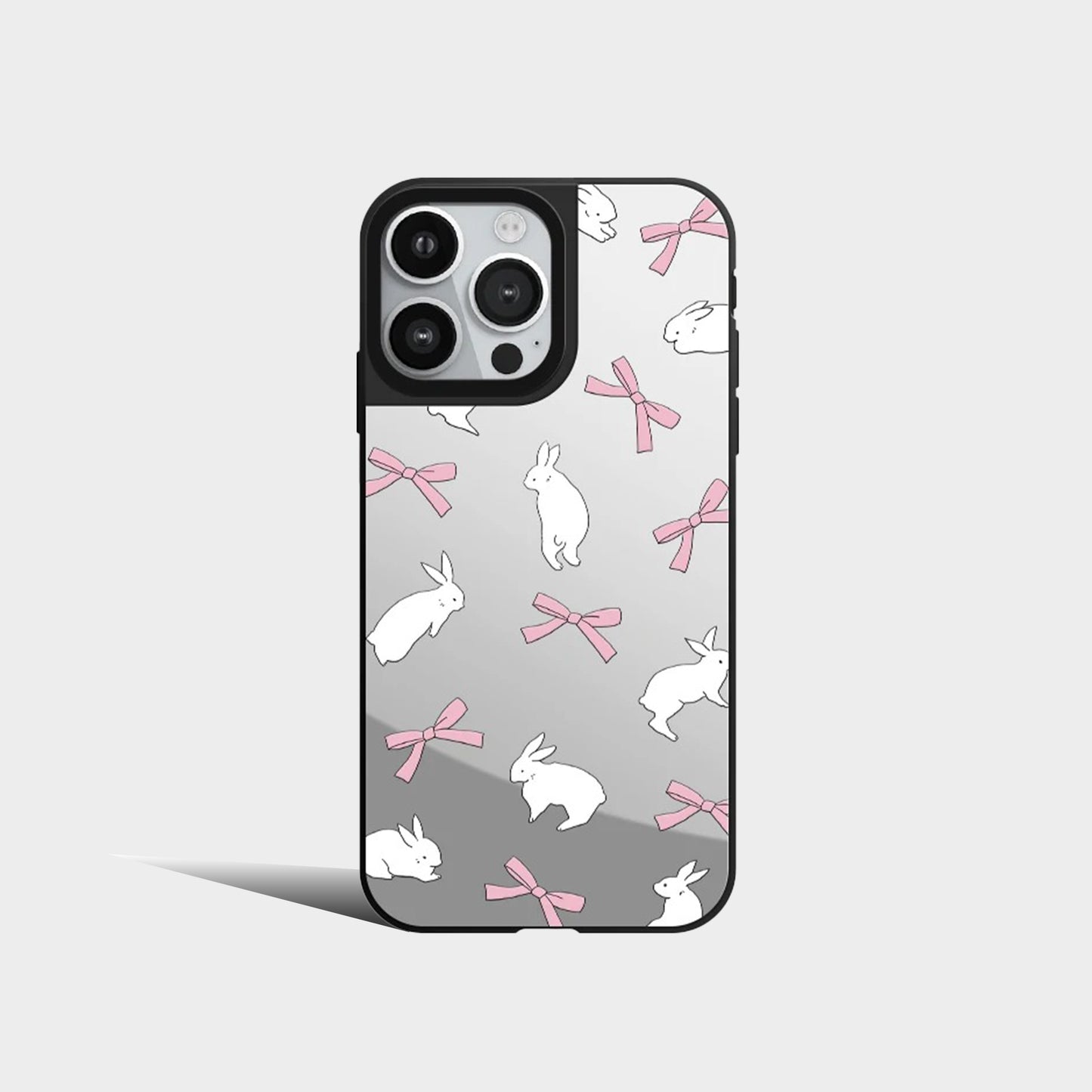 Cute Screenful Pink Rabbits Mirror Phone Case