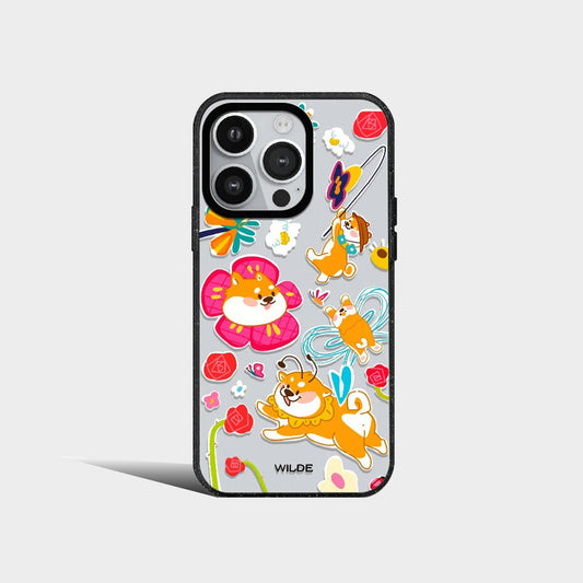 Cute Shiba Inu Dog Colored flowers Acrylic Phone Case