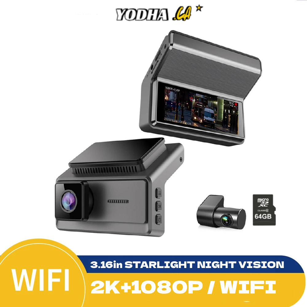 YODHA 2N - 4K+1080P Wifi G-Sensor Loop Recording Night Vision 24 Hour Time Lapse Parking Monitoring (Hardwire Kit Required)