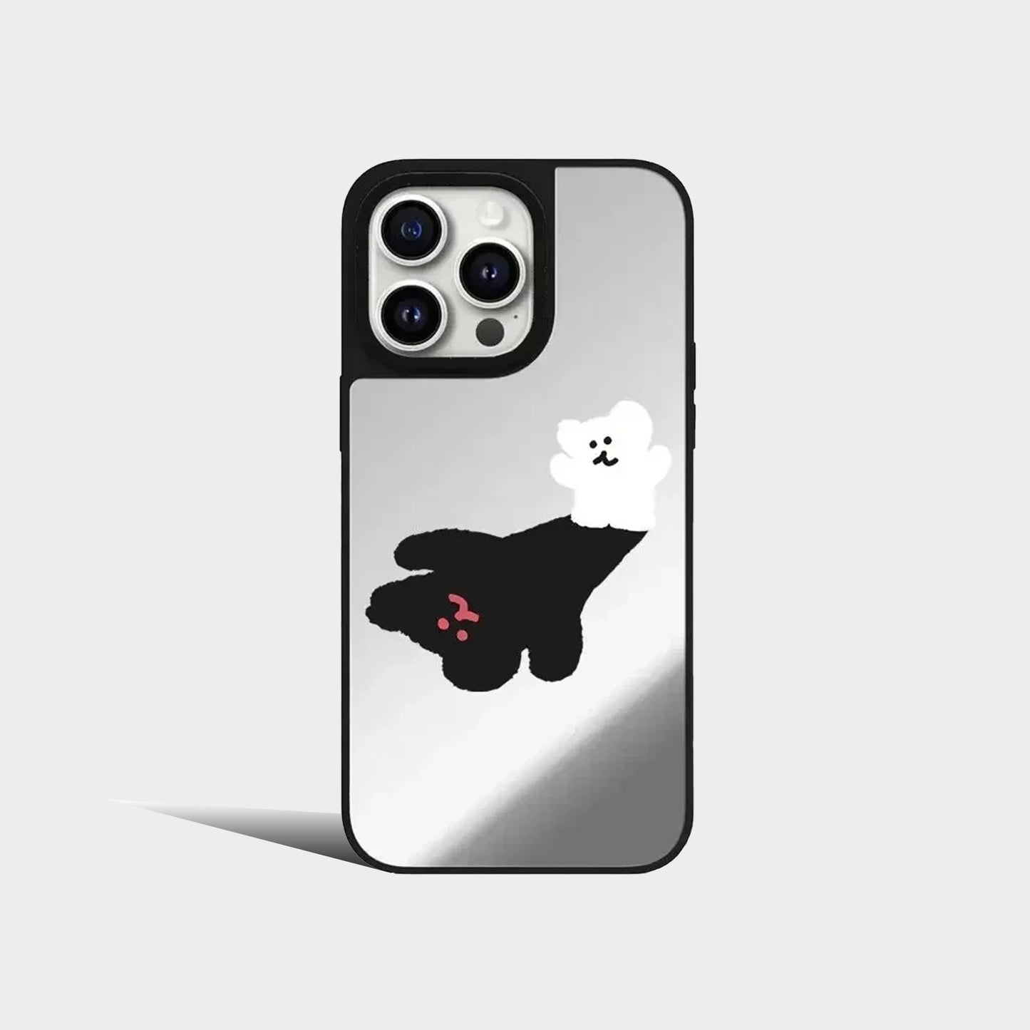 Mirror Cartoon Bear Shadow Pattern iPhone Case