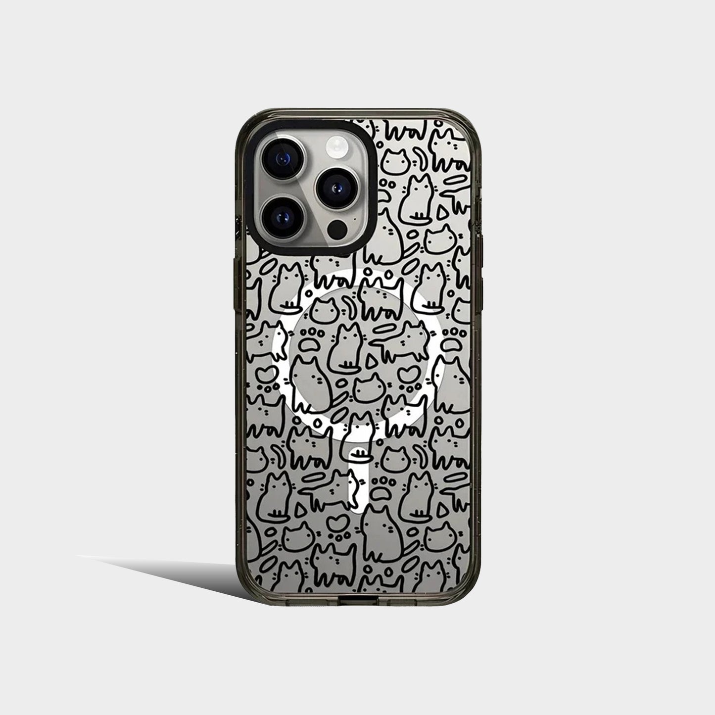 Line Cat 2.0 Acrylic Black Border iPhone Case