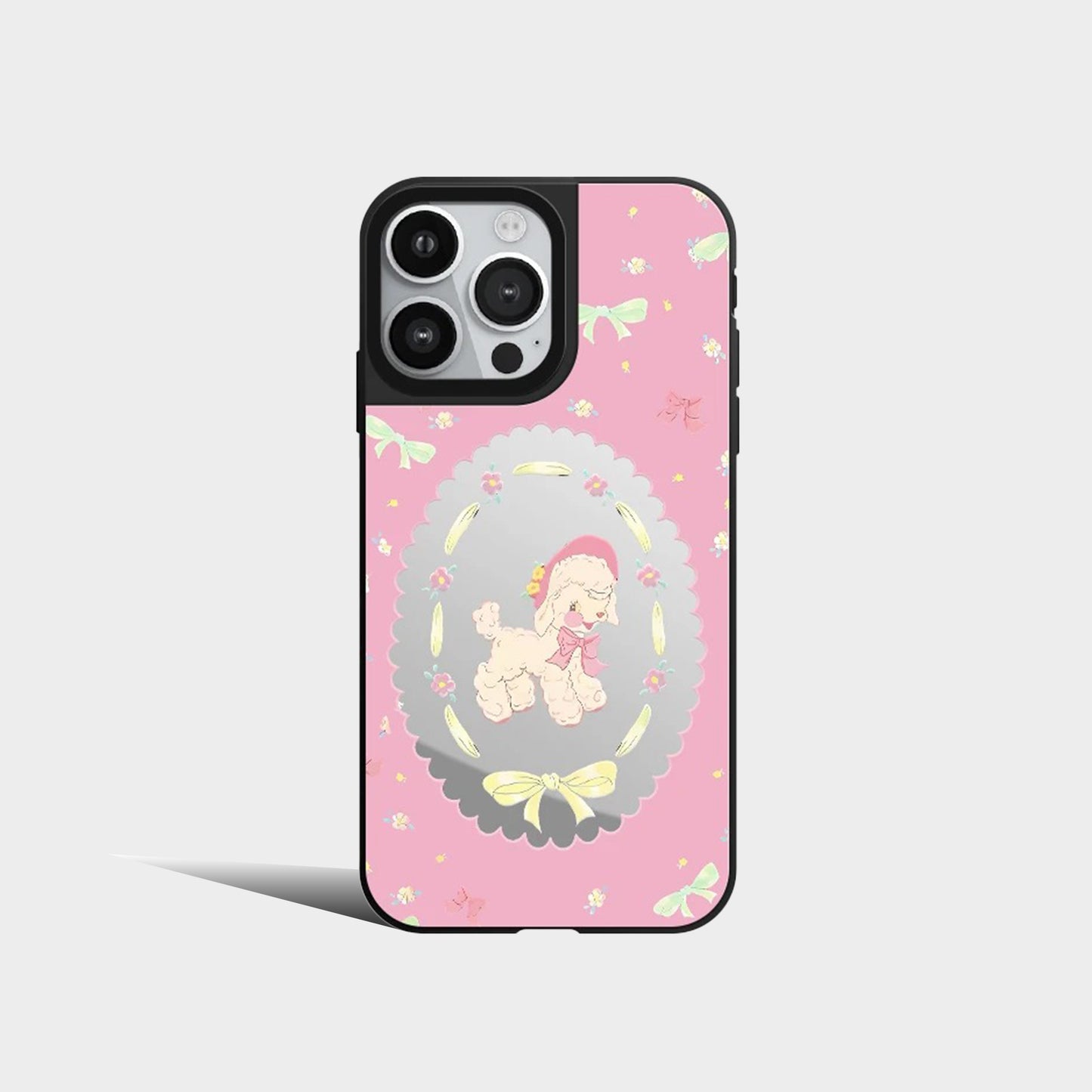 Cute Light-colored Floral Bow Lamb Rabbit Bear Elephant Mirror Phone Case