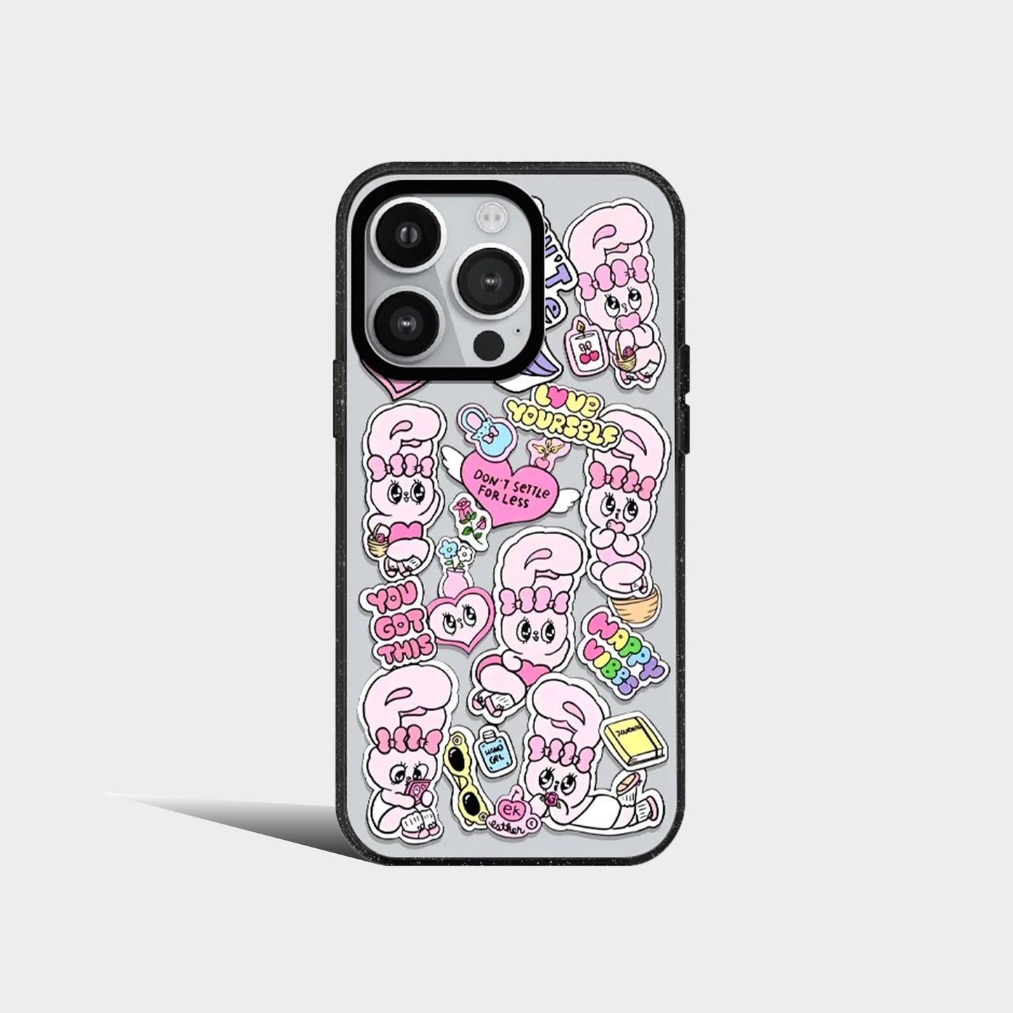 Cute Screenful Pink Rabbits Acrylic Phone Case