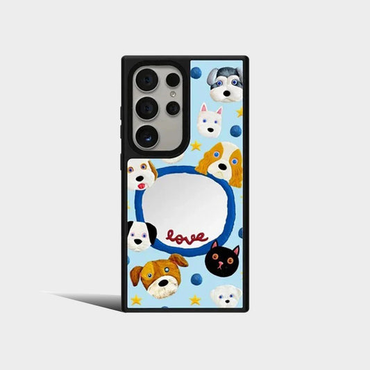 Cartoon Bear Mirror Surface Protective Case for Samsung Galaxy