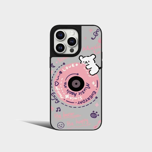 Cartoon Dog Friend Disc Mirror iPhone Case