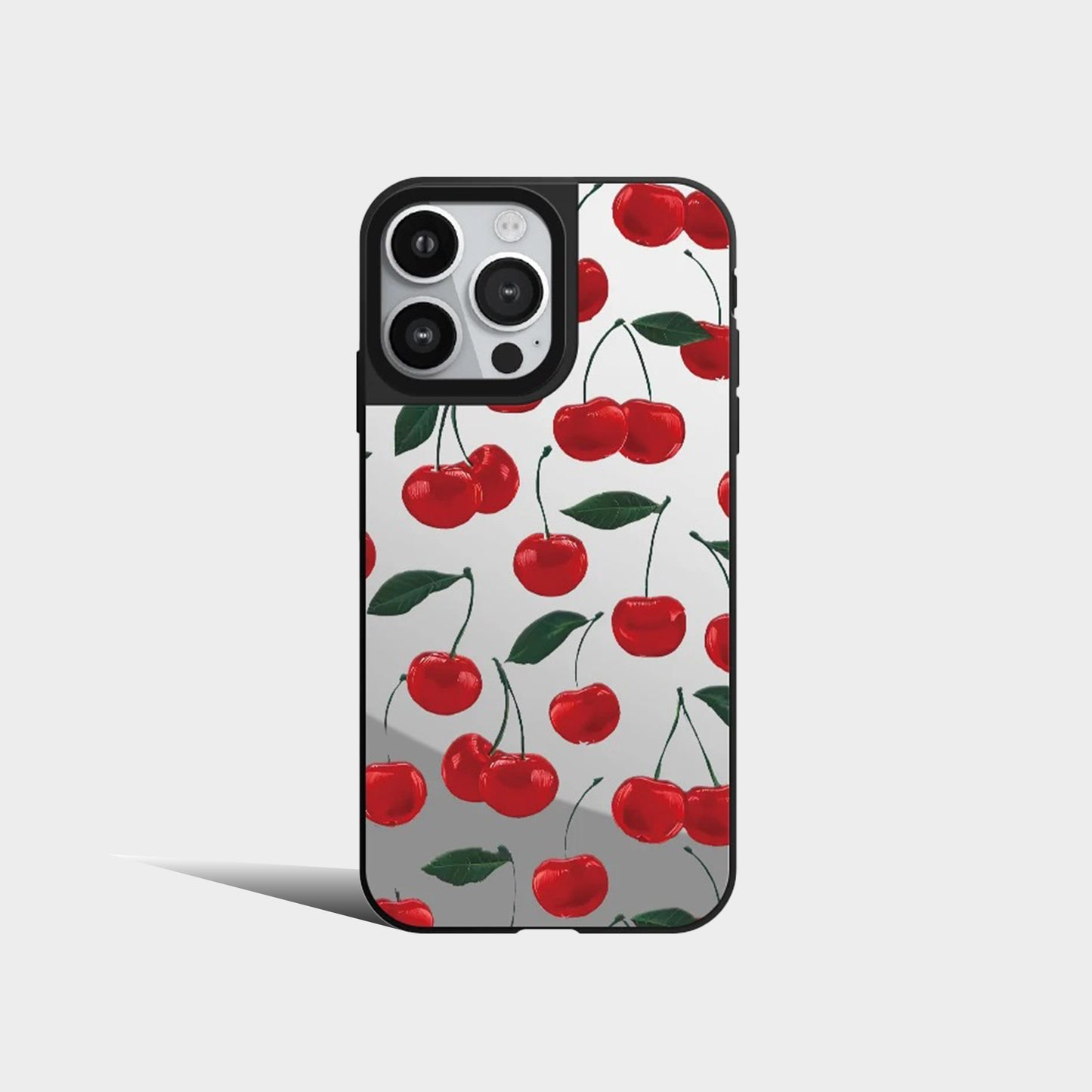 Cute Full Screen Of Cherries Lattice Mirror Phone Case