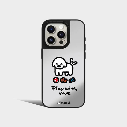 Cartoon White Dog Friend Mirror IPhone Case