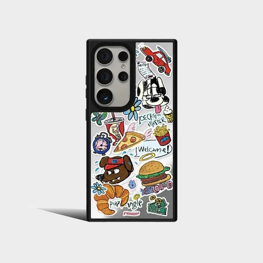 Cartoon Mirror Surface Protective Case for Samsung Galaxy