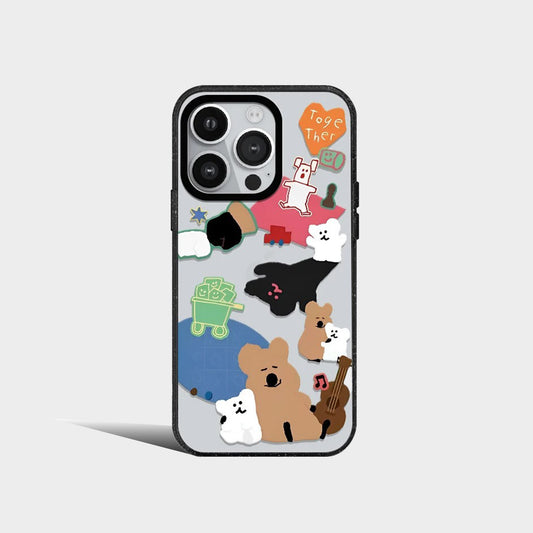 Cute Brown Bear And Friends Cartoon Acrylic Phone Case