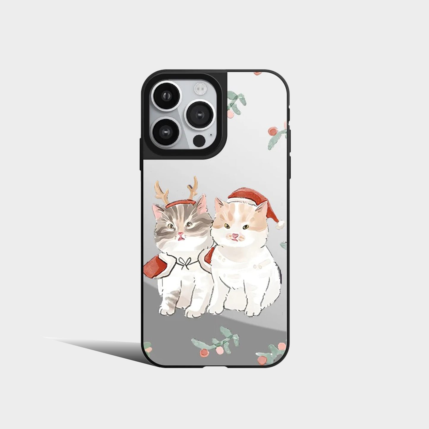 Christmas Black Cat Mirror Phone Case