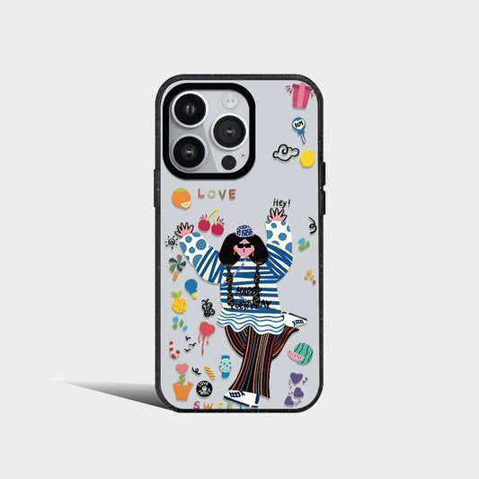 Acrylic Cute Fashion Girl Happy Hour Phone Case