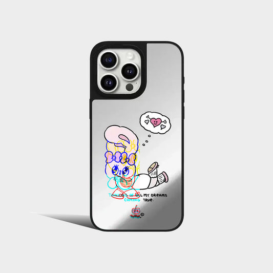 Cartoon Pink Rabbit Mirror Magnetic iPhone Case