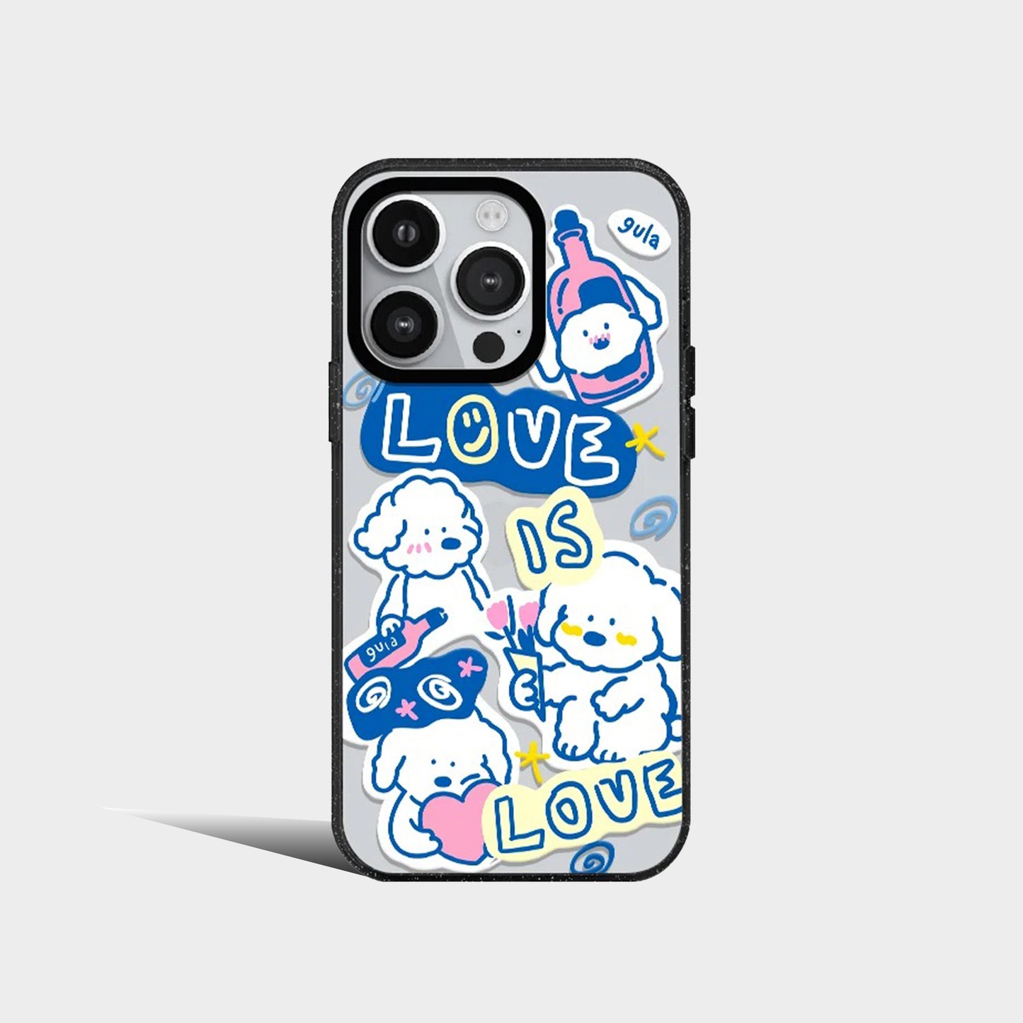 Acrylic Cute White Puppy Gula Love Phone Case