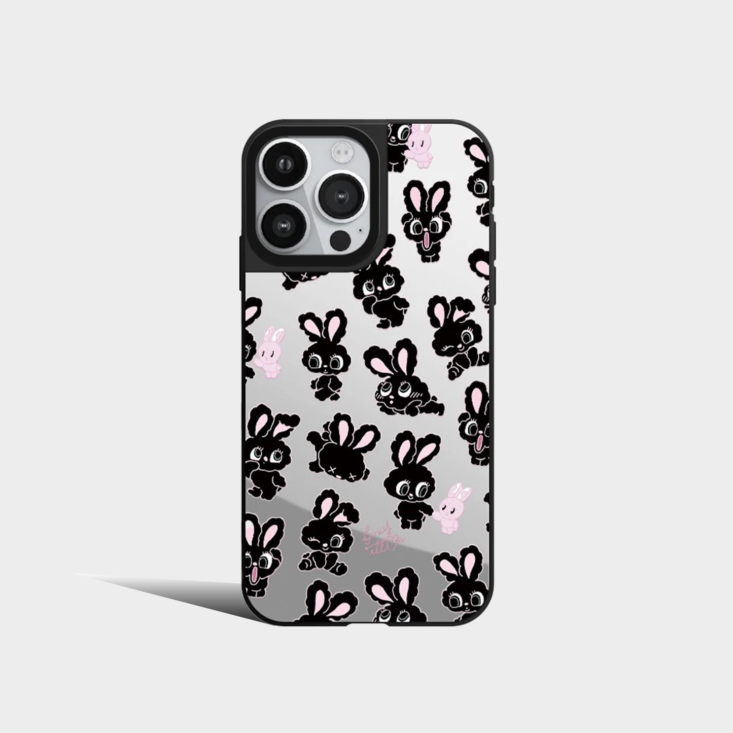 Cute Screenful Pink Rabbits Mirror Phone Case