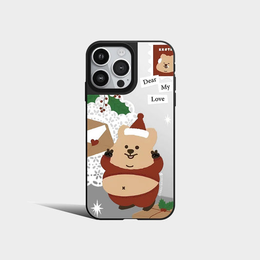 Mirror Cute Brown Bear Simple Phone Case