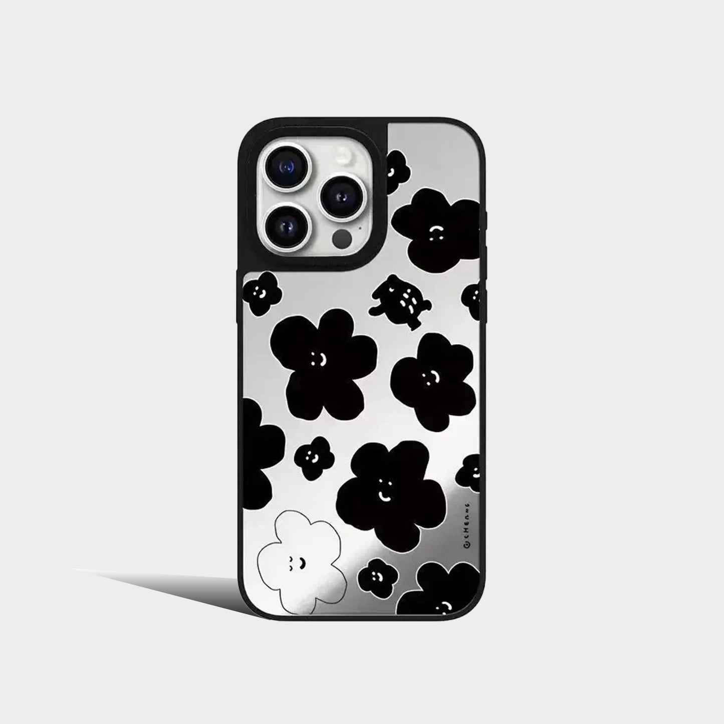 Black Flower Mirror iPhone Case