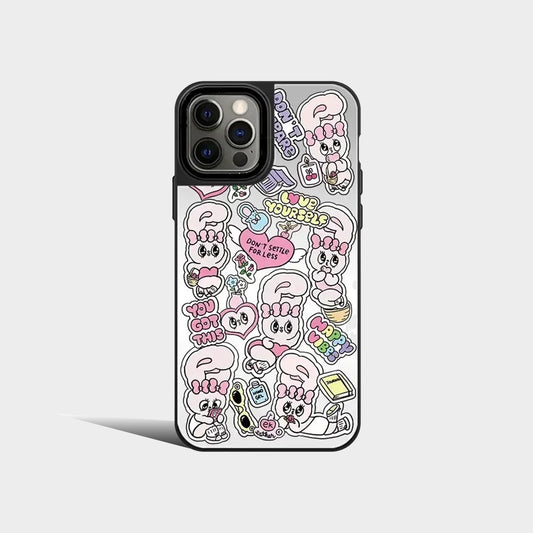 Pink Rabbit Mirror Surface MagSafe Pattern Iphone Case