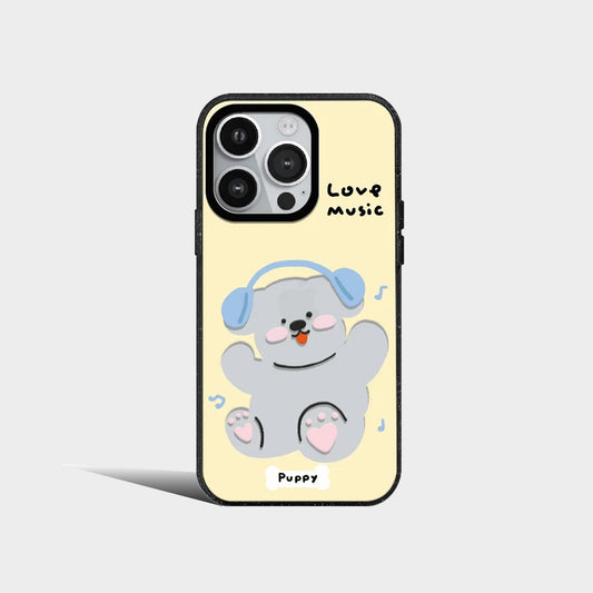 Cute Puppy With Headphones Little Pig Acrylic Phone Case