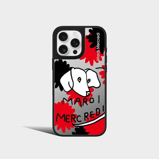 Abstract Drawing Dogs Mirror iPhone Case