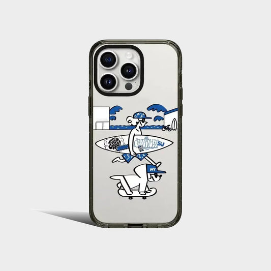 Surf Skateboard Dog 2.0 Acrylic Black Border Magnetic iPhone Case