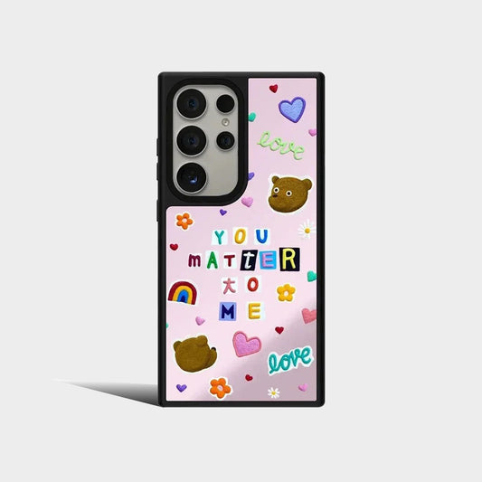 Cartoon Bear Mirror Surface Protective Case for Samsung Galaxy