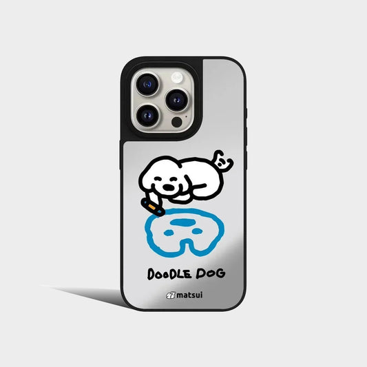 Cartoon White Dog Friend Mirror IPhone Case