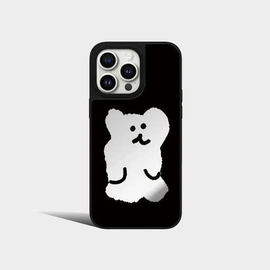 Mirror Cartoon Bear Shadow Pattern iPhone Case