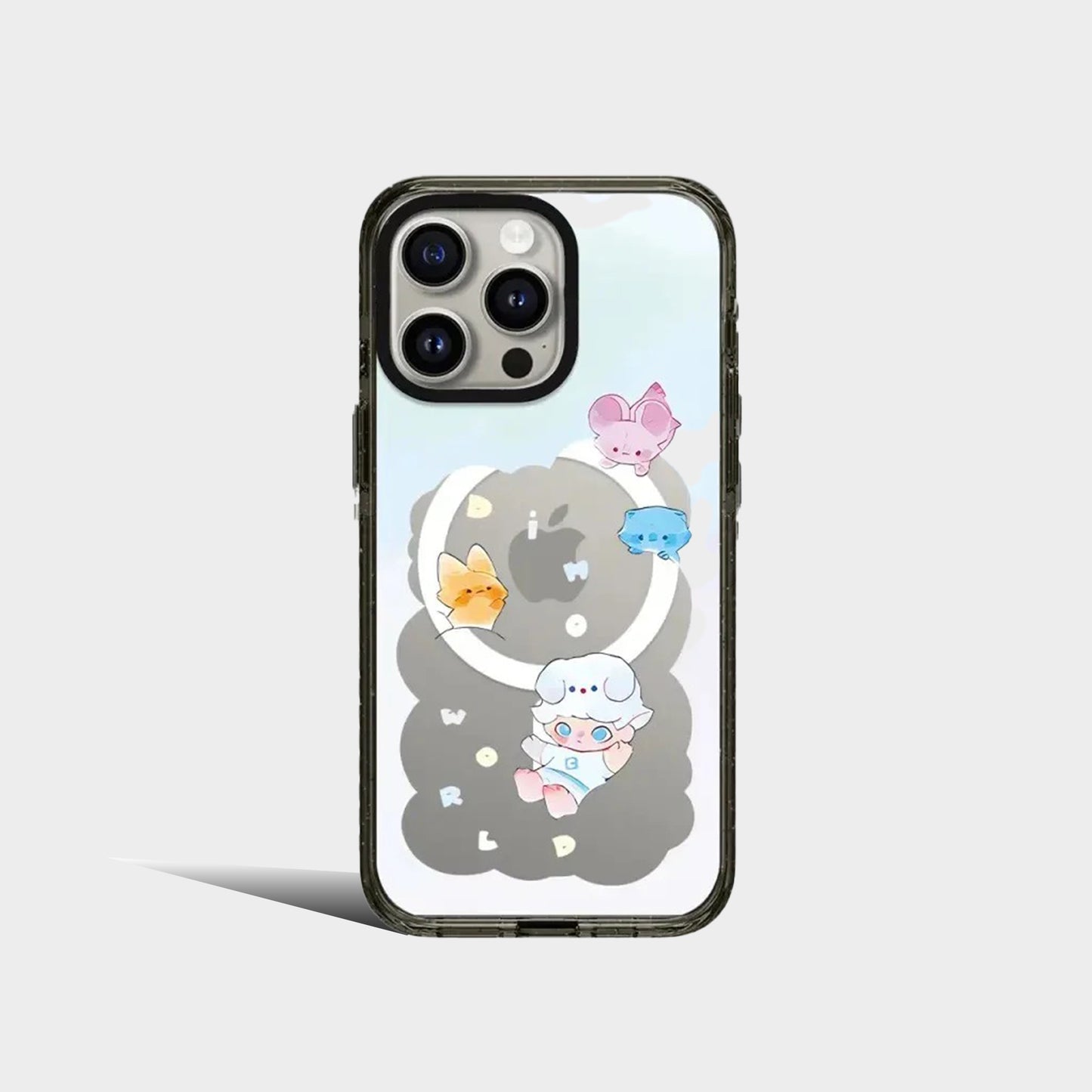 Cartoon Doll Cloud 2.0 Acrylic Black Border iPhone Case