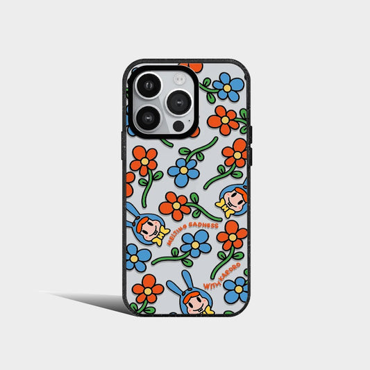 Cute Blue Rabbit Flowers Acrylic Phone Case