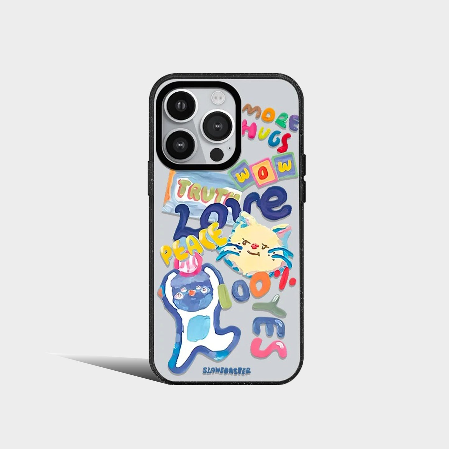 Korea Cartoon Graffiti Cat Dog Acrylic Phone Case