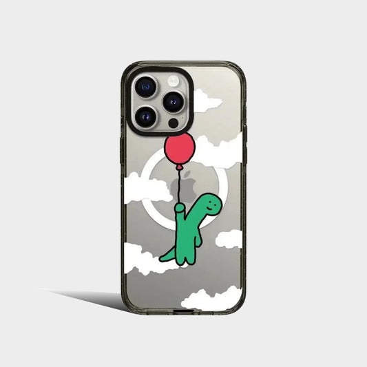 Cartoon Dinosaur 2.0 Acrylic Black Border MagSafe Pattern iPhone Case