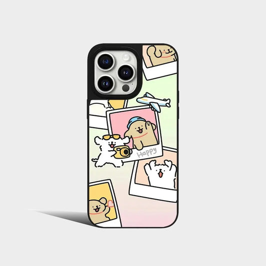 Cartoon Dog Friend Disc Mirror iPhone Case