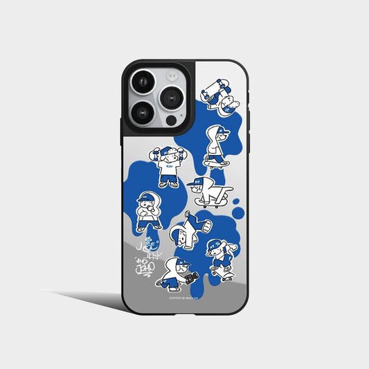 Cute Cool White Puppy Cartoon Skateboard Mirror Phone Case