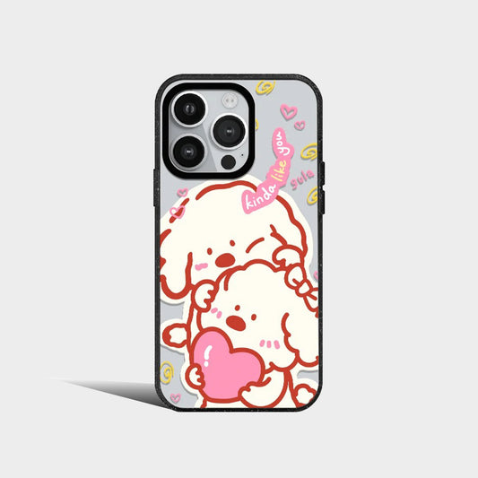 Acrylic Cute White Puppy Gula Love Phone Case