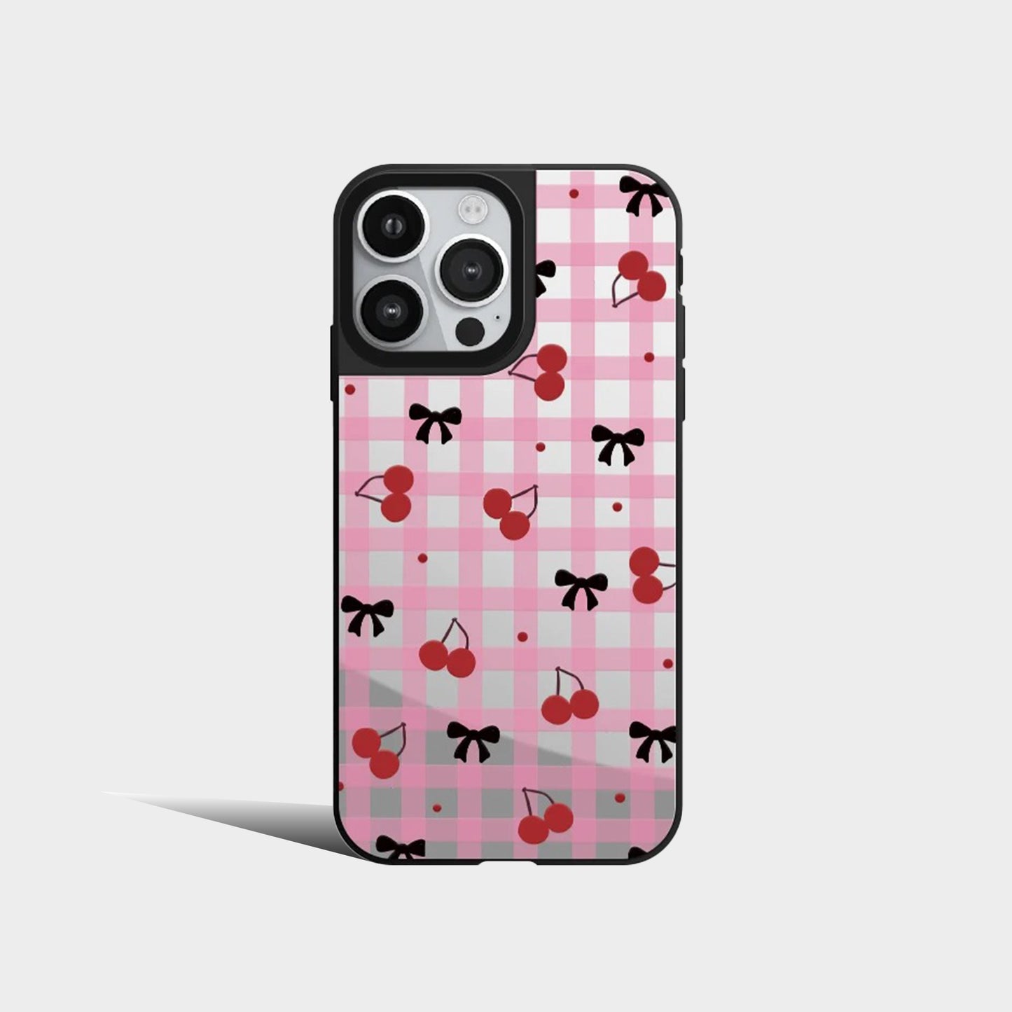 Cute Full Screen Of Cherries Lattice Mirror Phone Case