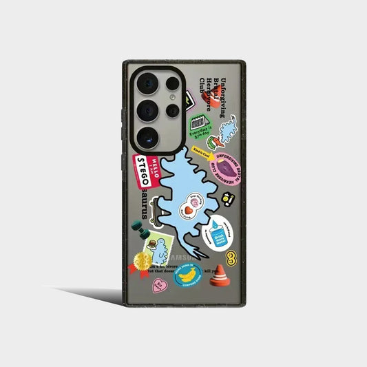 Cute Dinosaur Acrylic Black Border Case for Samsung Galaxy