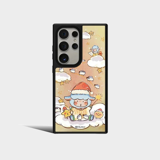 Christmas Lamb Mirror Surface Protective Case for Samsung Galaxy