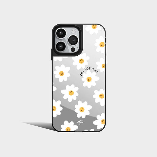 Smile Face Daisy Flowers Mirror Phone Case With MagSafe Phone Case