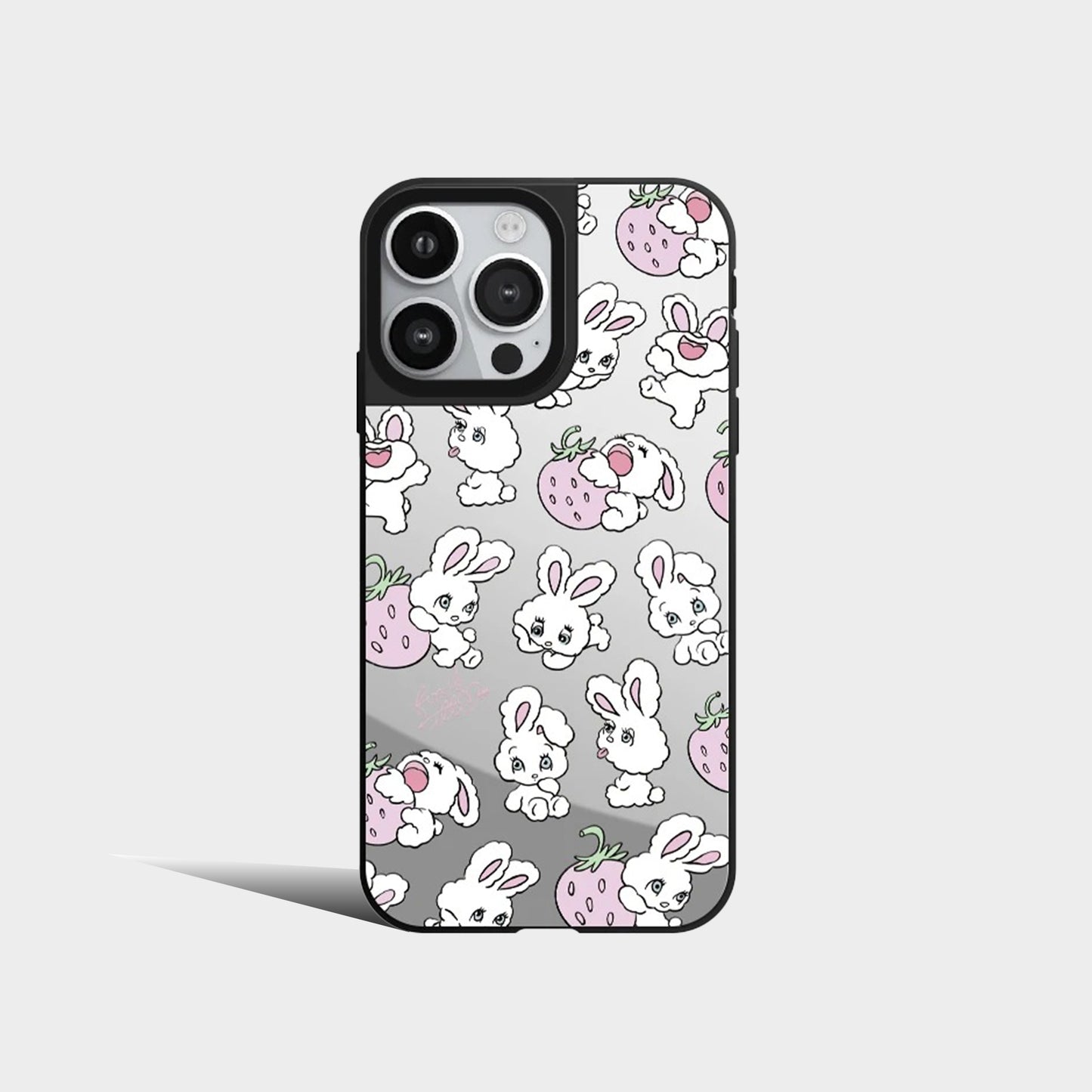 Cute Screenful Pink Rabbits Mirror Phone Case