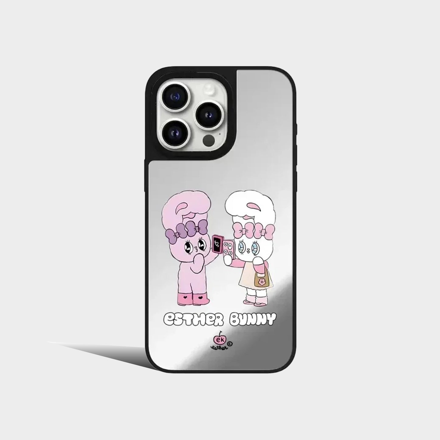 Cartoon Pink Rabbit Mirror Magnetic iPhone Case