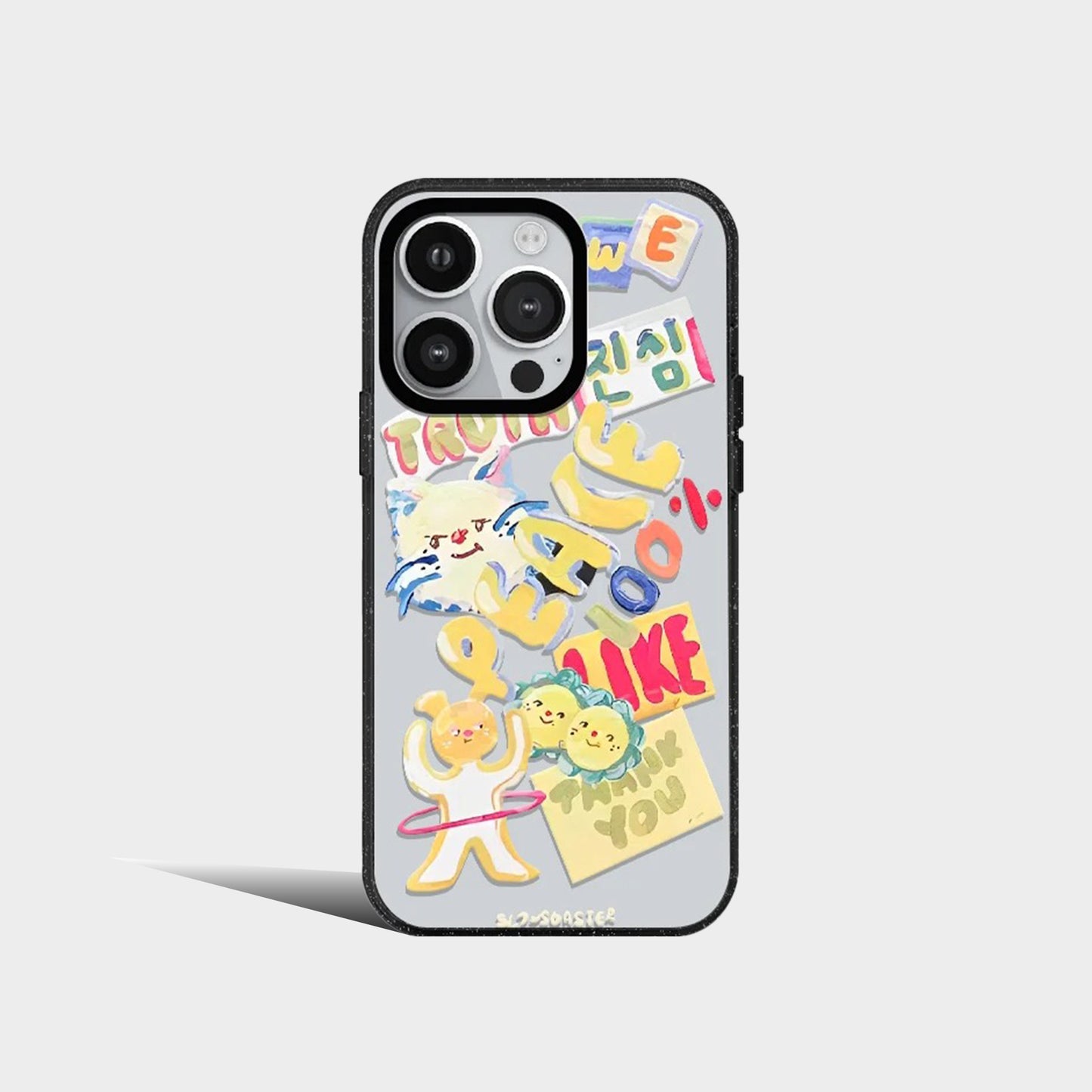 Korea Cartoon Graffiti Cat Dog Acrylic Phone Case