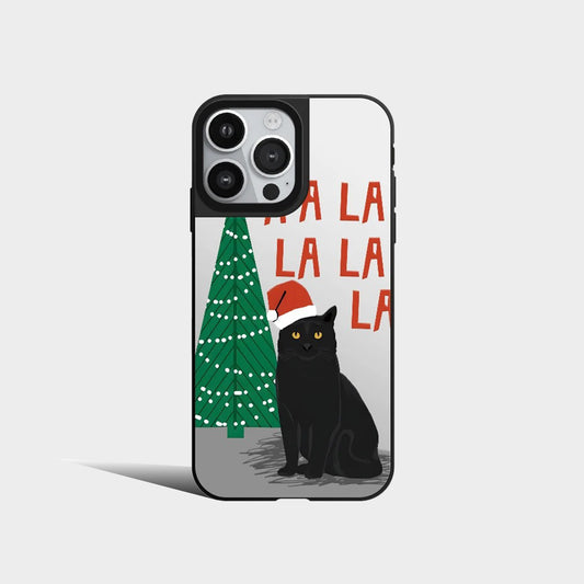 Christmas Black Cat Mirror Phone Case