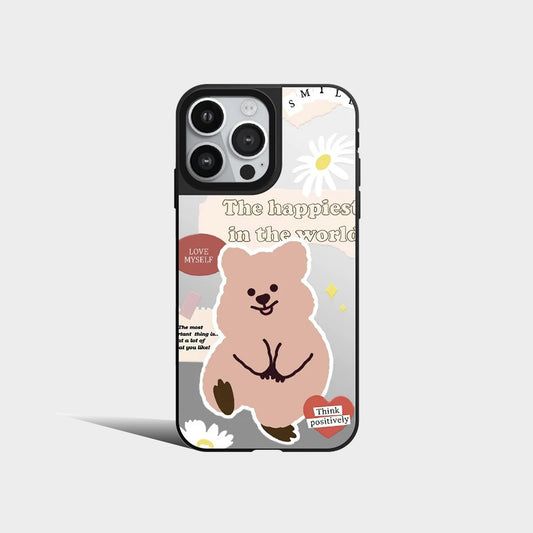 Mirror Cute Brown Bear Simple Phone Case