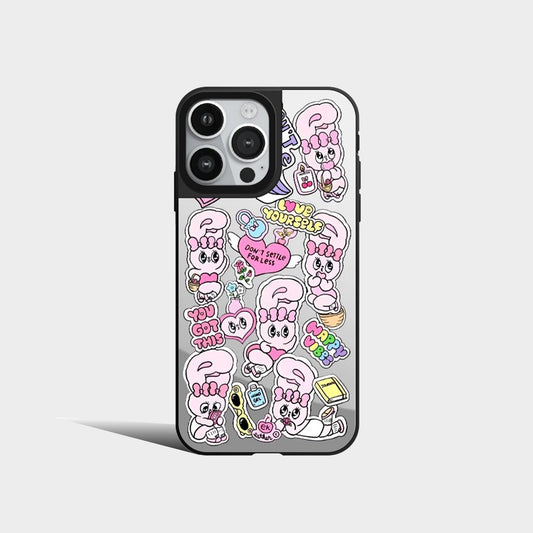 Cute Screenful Pink Rabbits Acrylic Phone Case