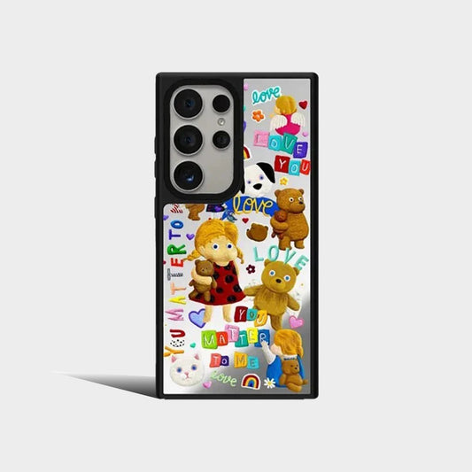 Cartoon Animals Mirror Surface Protective Case for Samsung Galaxy