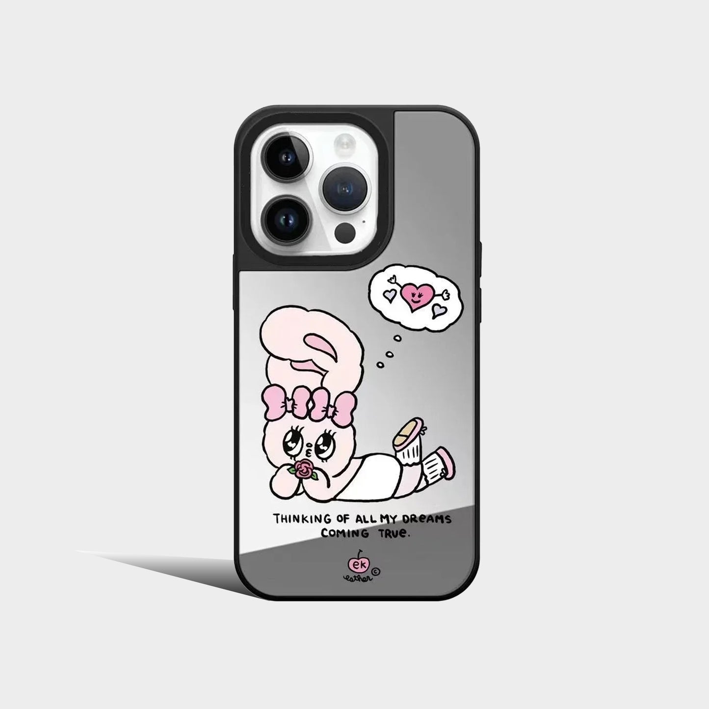 Pink Rabbit Mirror Surface MagSafe Pattern Iphone Case